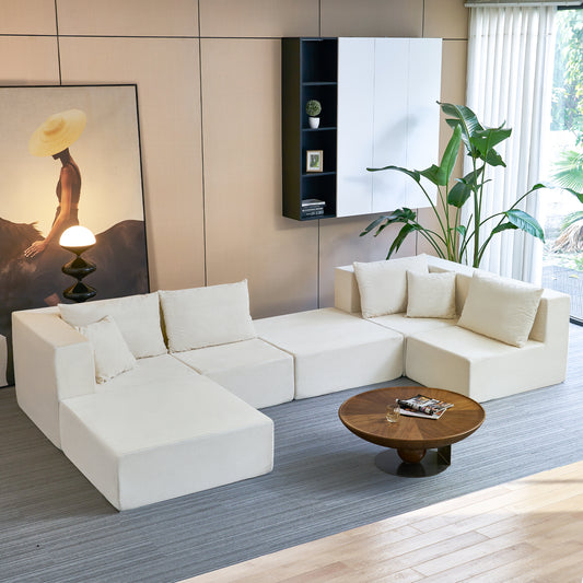140-in Oversized Modular Sectional Sofa 6-Piece Convertible U Shaped Sleeper Sofa With High Density Memory Foam 6 Seater Free Combination Compression For Living Room