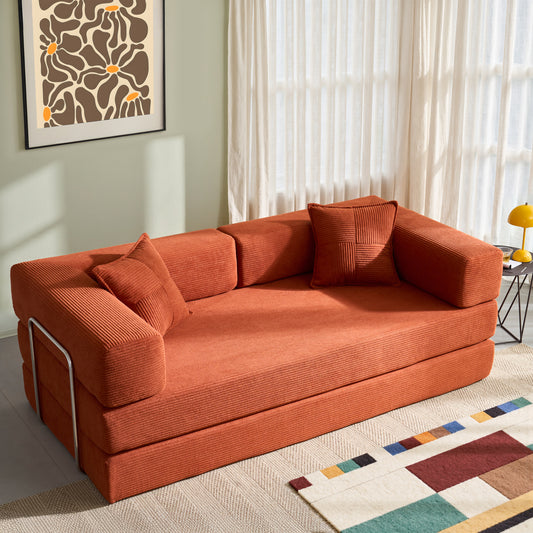 81.6-in King Size Convertible Sleeper Sofa Bed With 2 Pillows