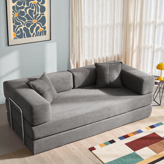 81.6-in King Size Convertible Sleeper Sofa Bed With 2 Pillows