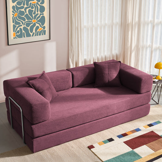 81.6-in King Size Convertible Sleeper Sofa Bed With 2 Pillows