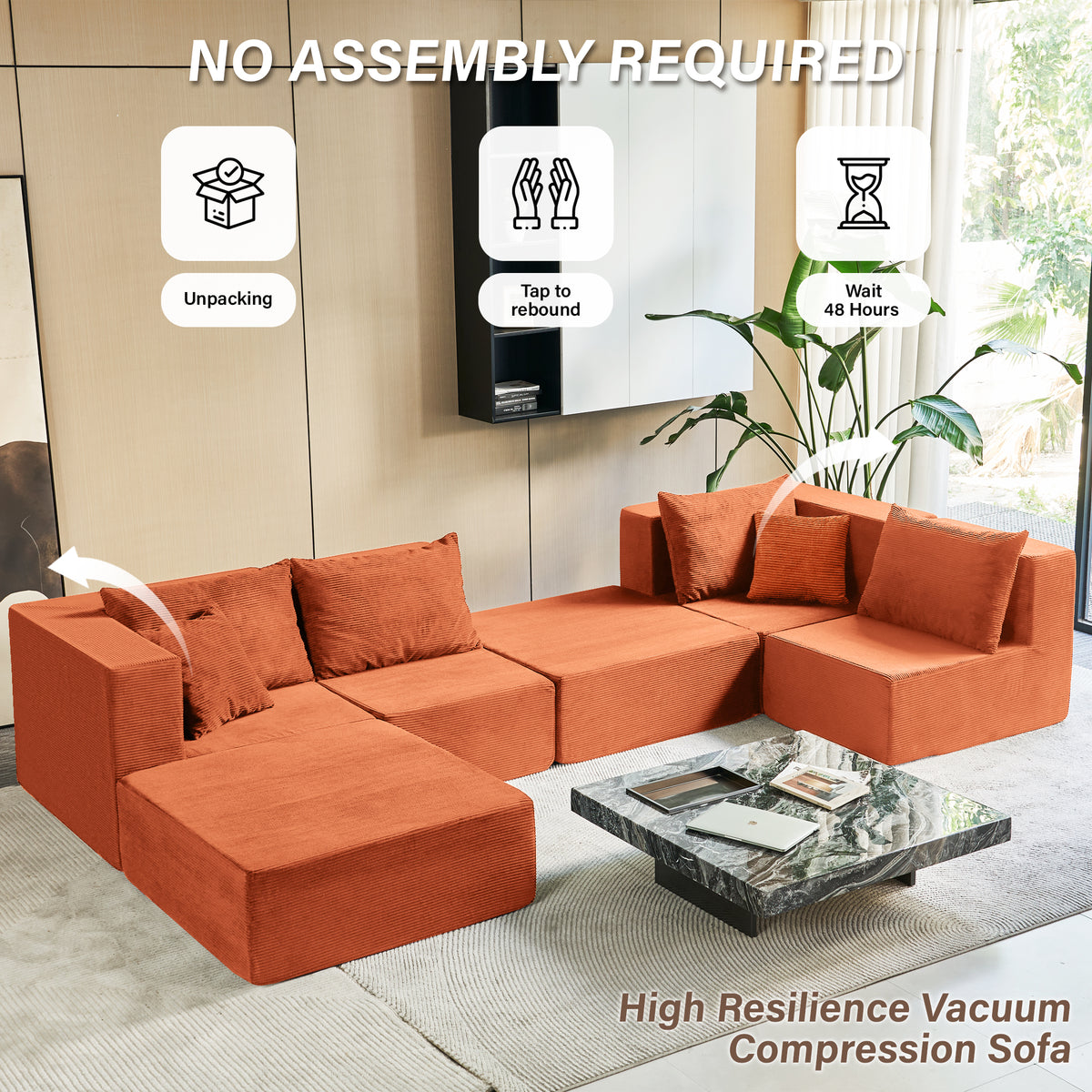 140-in Oversized Modular Sectional Sofa 6-Piece Convertible U Shaped Sleeper Sofa With High Density Memory Foam 6 Seater Free Combination Compression For Living Room