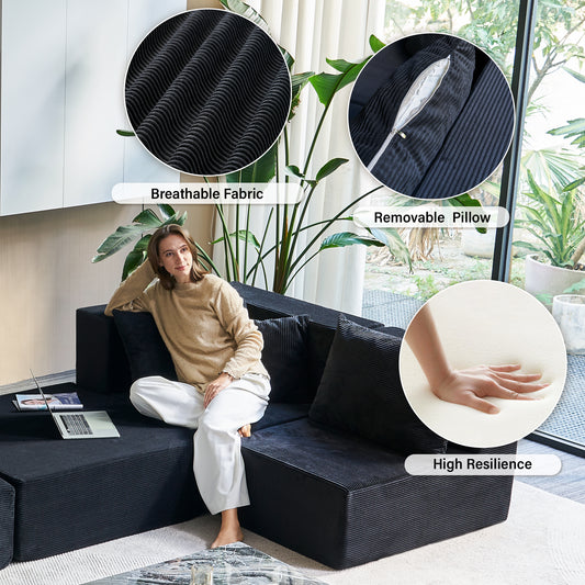 140-in Oversized Modular Sectional Sofa 6-Piece Convertible U Shaped Sleeper Sofa With High Density Memory Foam 6 Seater Free Combination Compression For Living Room