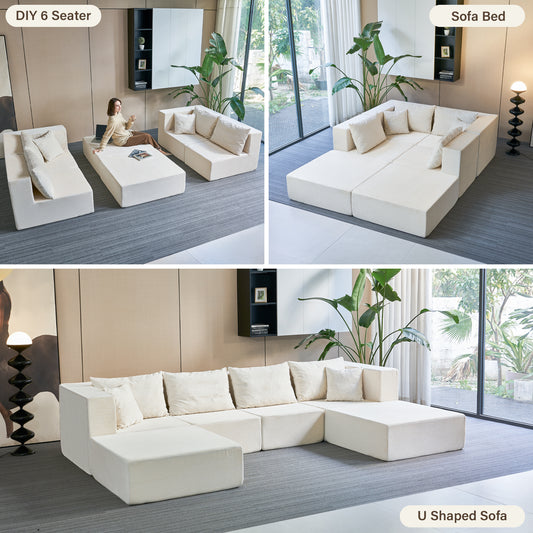 140-in Oversized Modular Sectional Sofa 6-Piece Convertible U Shaped Sleeper Sofa With High Density Memory Foam 6 Seater Free Combination Compression For Living Room