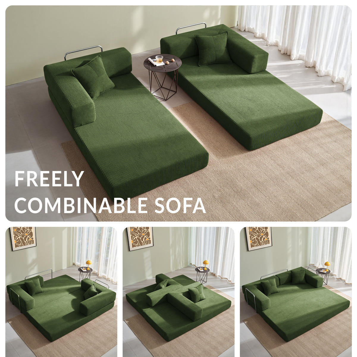 81.6-in King Size Convertible Sleeper Sofa Bed With 2 Pillows