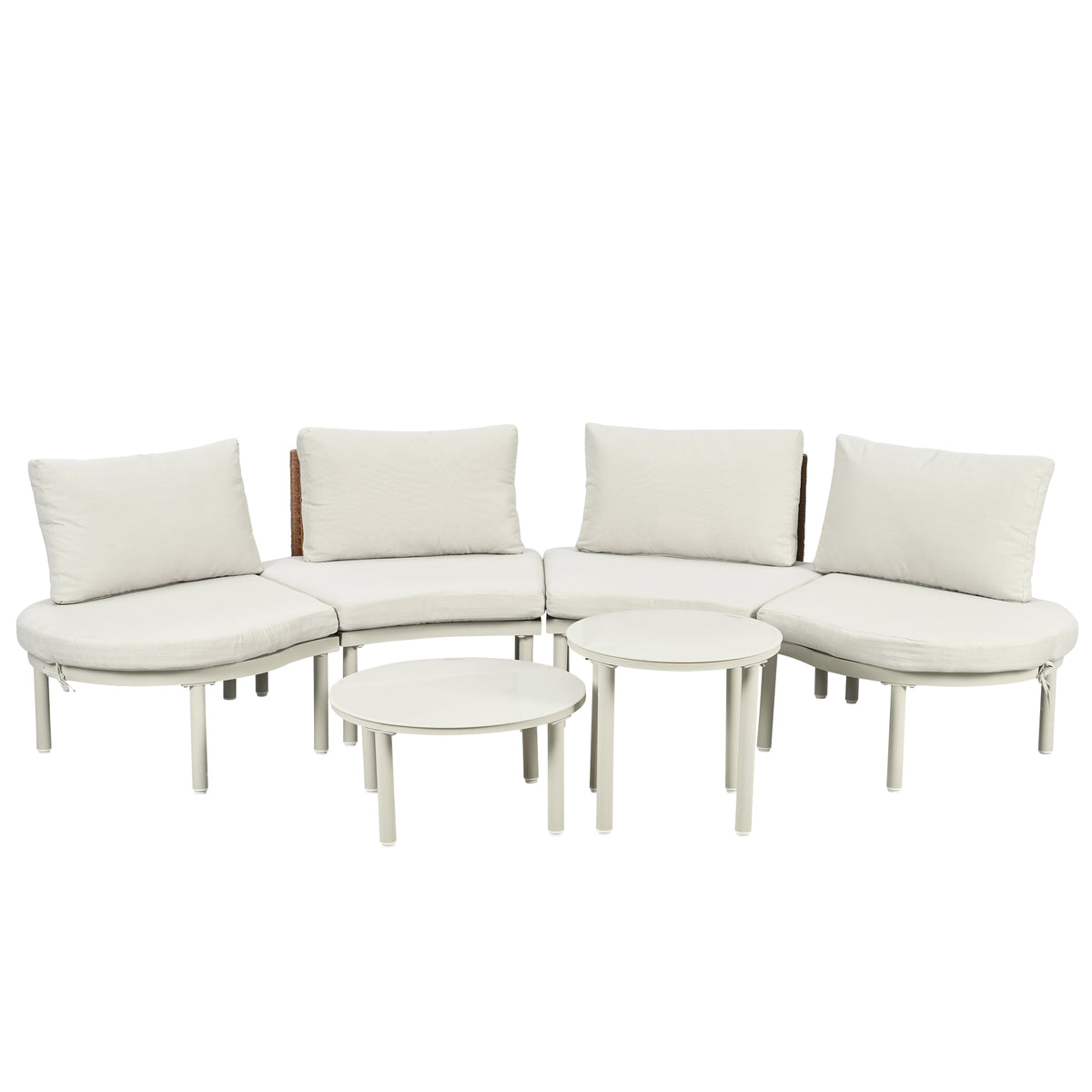 Outdoor sofa set Woven Outdoor Loveseat with Beige Cushions and Steel Frame