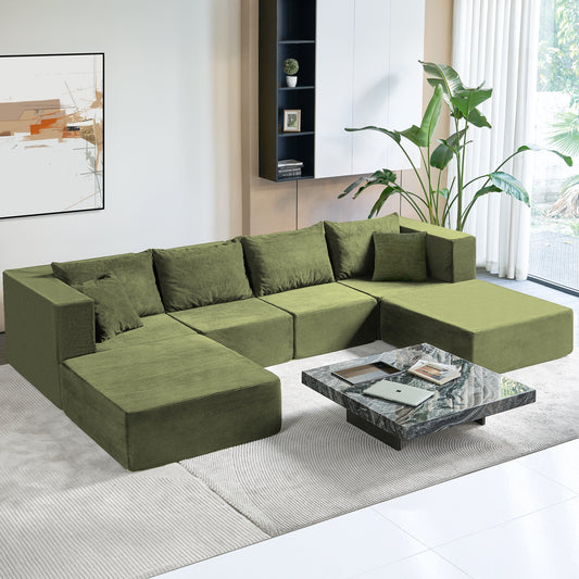 140-in Oversized Modular Sectional Sofa 6-Piece Convertible U Shaped Sleeper Sofa With High Density Memory Foam 6 Seater Free Combination Compression For Living Room