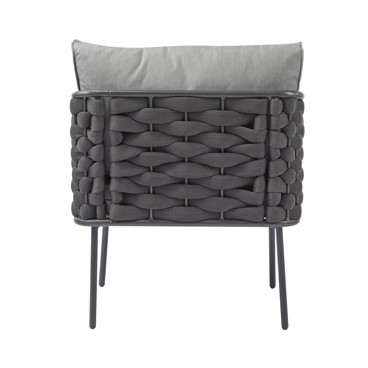 Outdoor sofa set Woven Outdoor Loveseat with Gray Cushions and Steel Frame