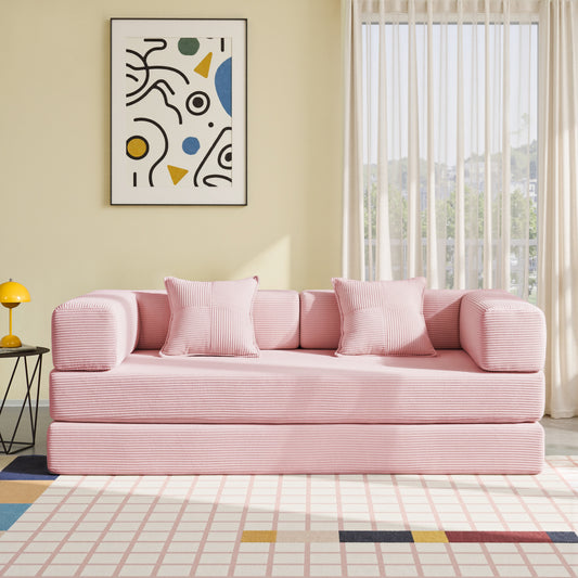 81.6-in King Size Convertible Sleeper Sofa Bed With 2 Pillows