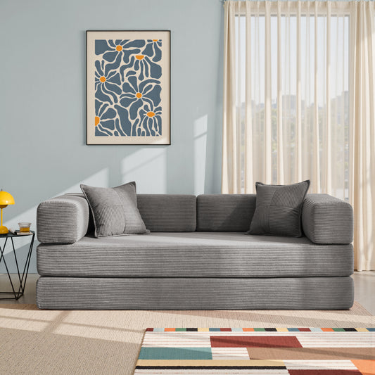 81.6-in King Size Convertible Sleeper Sofa Bed With 2 Pillows