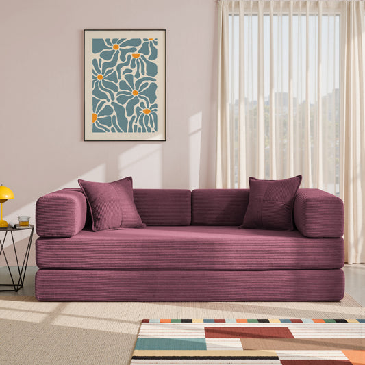 81.6-in King Size Convertible Sleeper Sofa Bed With 2 Pillows