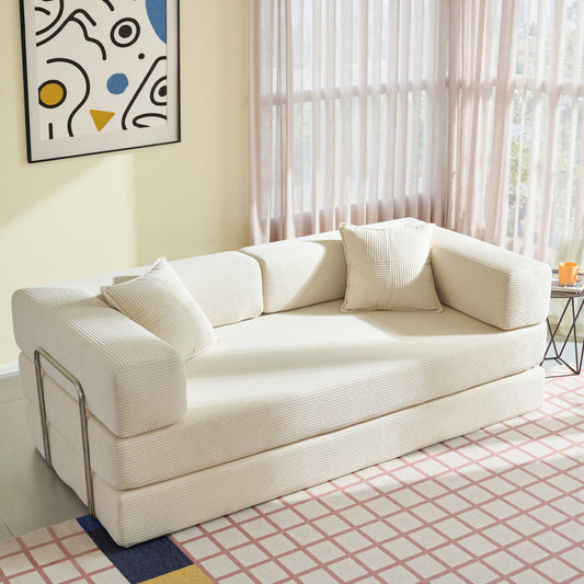 81.6-in King Size Convertible Sleeper Sofa Bed With 2 Pillows