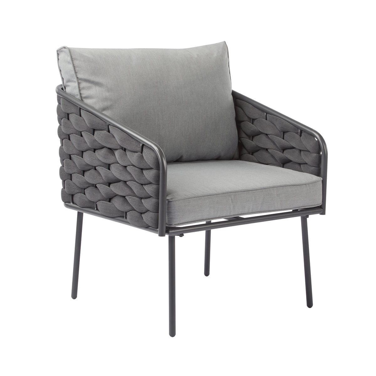 Outdoor sofa set Woven Outdoor Loveseat with Gray Cushions and Steel Frame