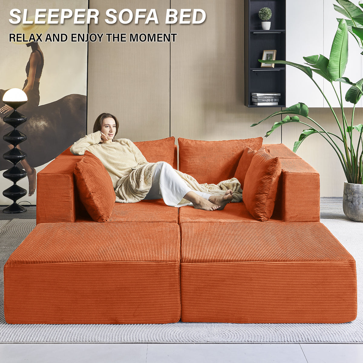 140-in Oversized Modular Sectional Sofa 6-Piece Convertible U Shaped Sleeper Sofa With High Density Memory Foam 6 Seater Free Combination Compression For Living Room