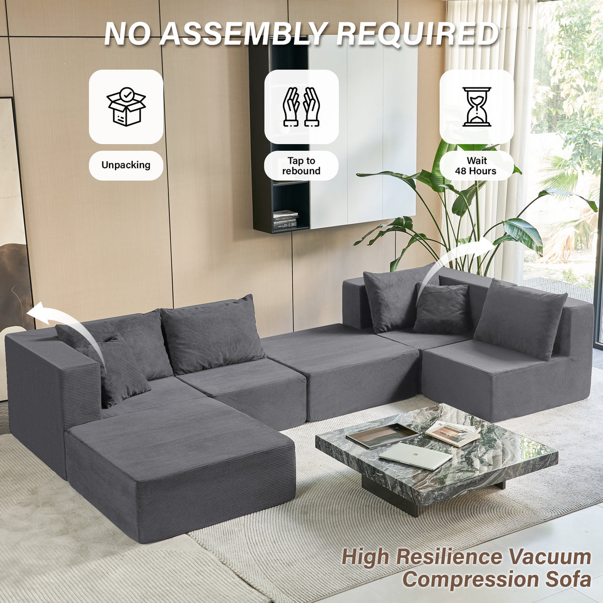 140-in Oversized Modular Sectional Sofa 6-Piece Convertible U Shaped Sleeper Sofa With High Density Memory Foam 6 Seater Free Combination Compression For Living Room