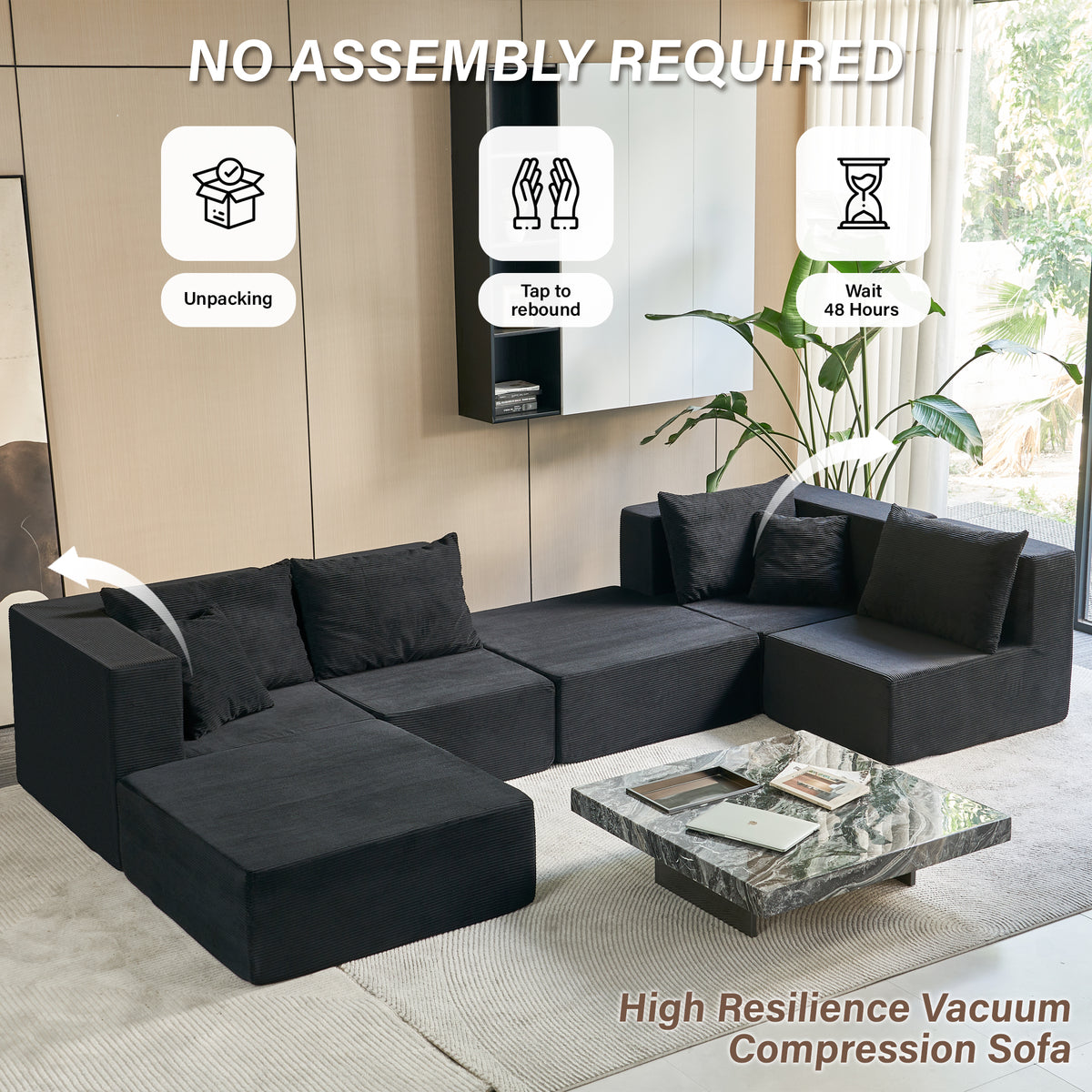 140-in Oversized Modular Sectional Sofa 6-Piece Convertible U Shaped Sleeper Sofa With High Density Memory Foam 6 Seater Free Combination Compression For Living Room