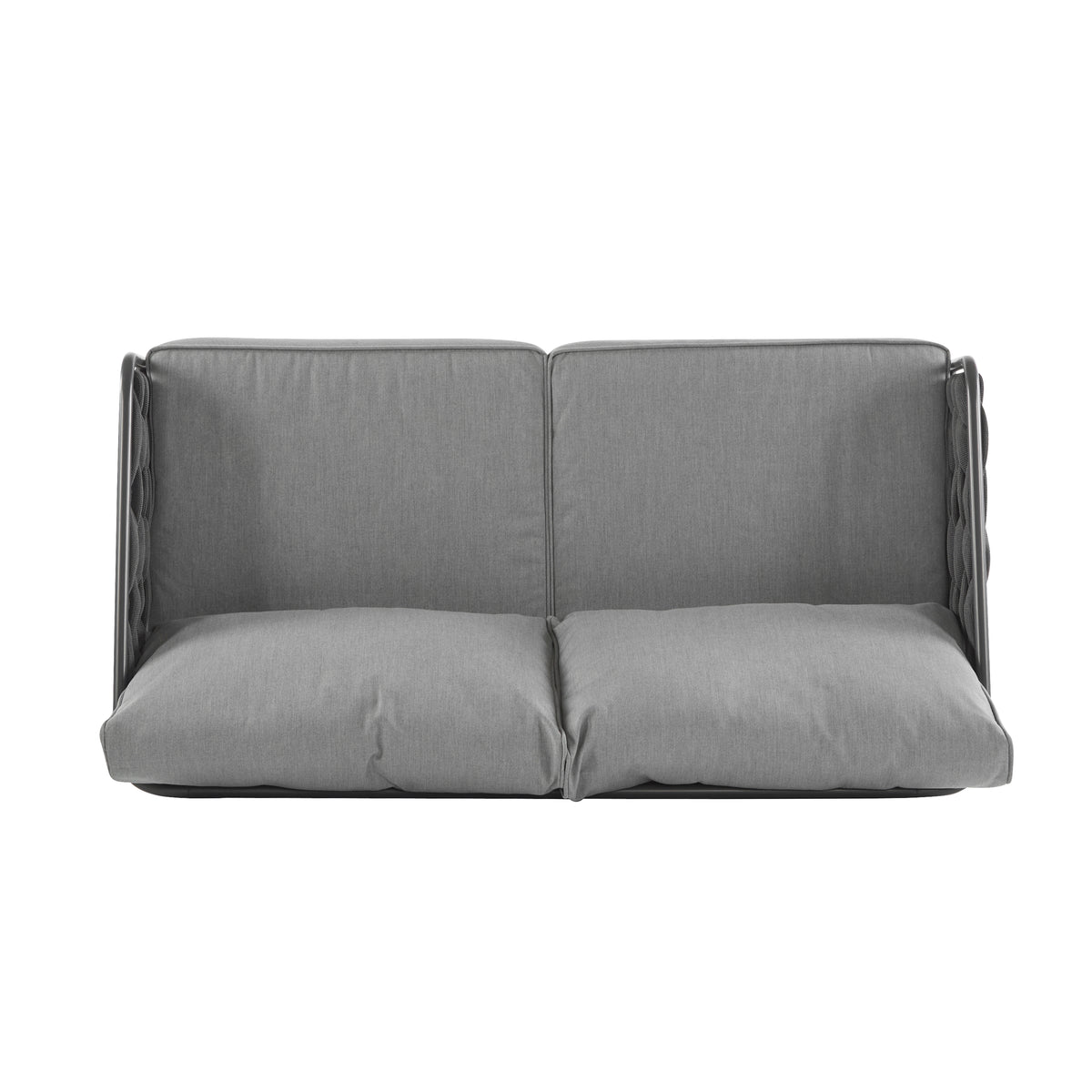 Outdoor sofa set Woven Outdoor Loveseat with Gray Cushions and Steel Frame