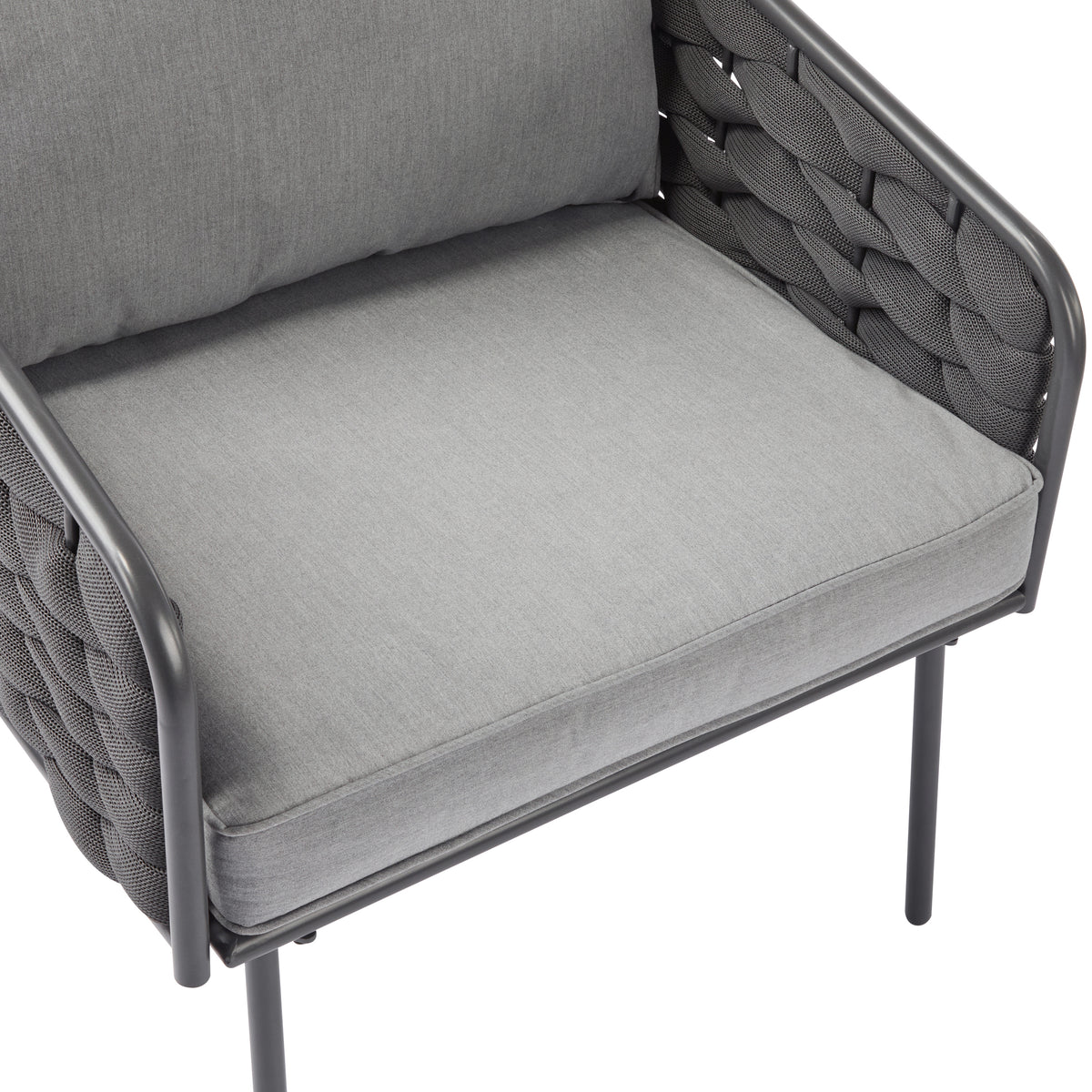 Outdoor sofa set Woven Outdoor Loveseat with Gray Cushions and Steel Frame