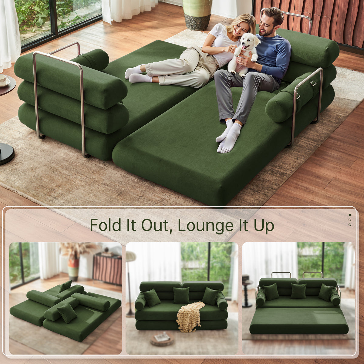 89.41-in Chenille Square Armrest Couch Sofa