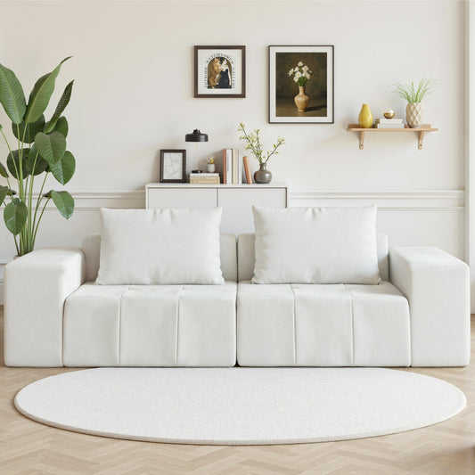 89.39-in Chenille Square Armrest Couch Sofa