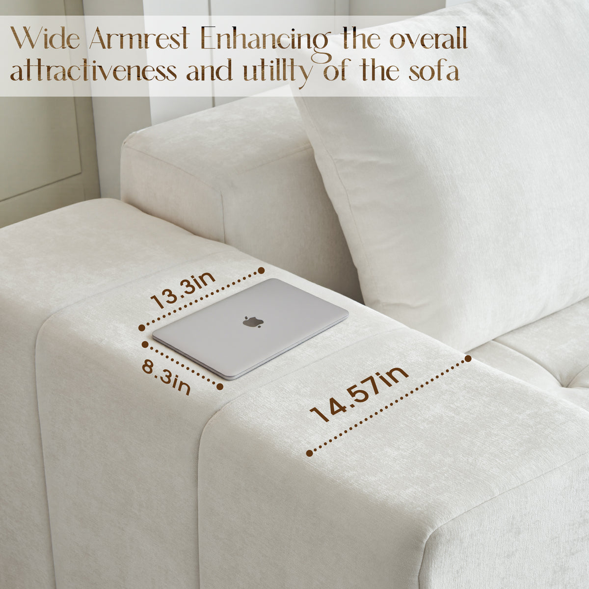 89.39-in Chenille Square Armrest Couch Sofa
