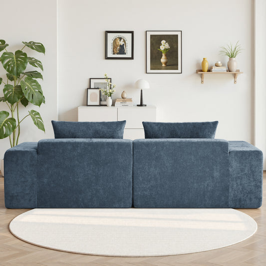 89.39-in Chenille Square Armrest Couch Sofa