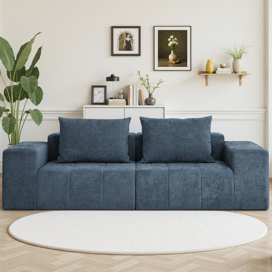 89.39-in Chenille Square Armrest Couch Sofa
