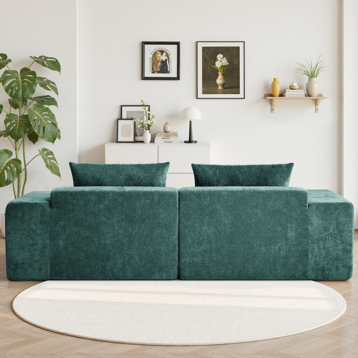 89.39-in Chenille Square Armrest Couch Sofa