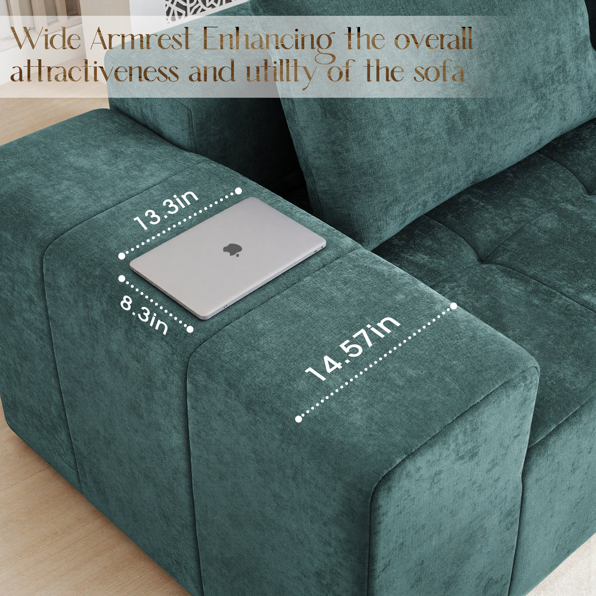 89.39-in Chenille Square Armrest Couch Sofa