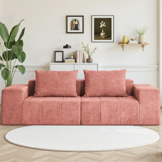 89.39-in Chenille Square Armrest Couch Sofa