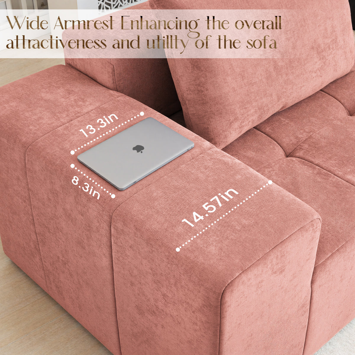 89.39-in Chenille Square Armrest Couch Sofa