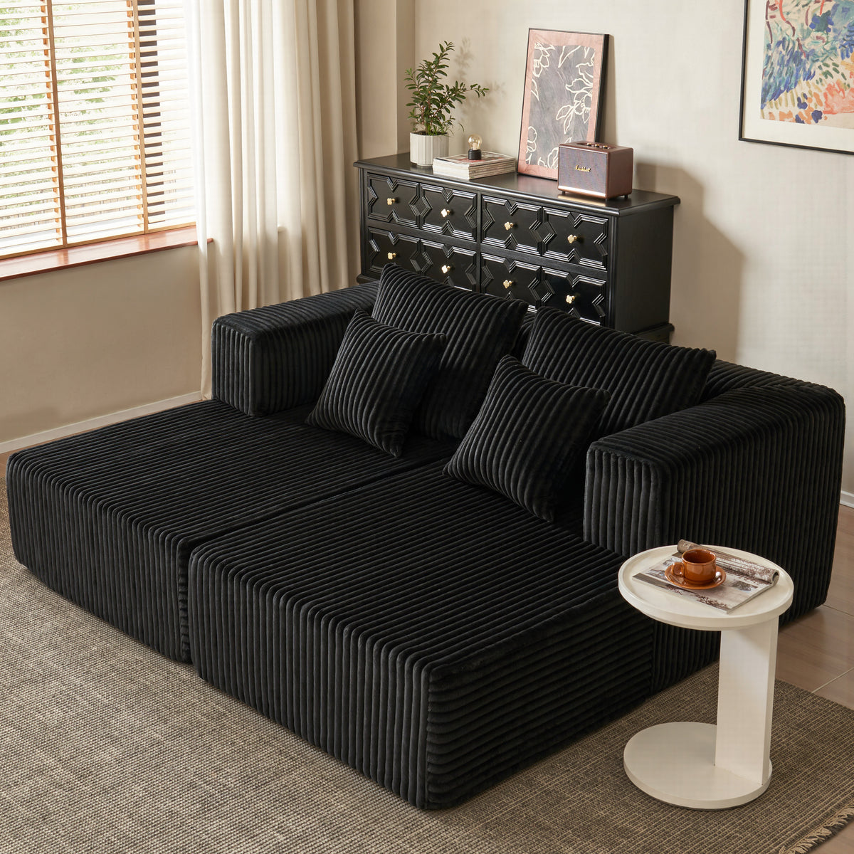 89.39-in Chenille Square Armrest Couch Sofa