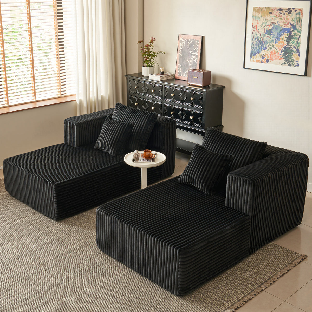 89.39-in Chenille Square Armrest Couch Sofa