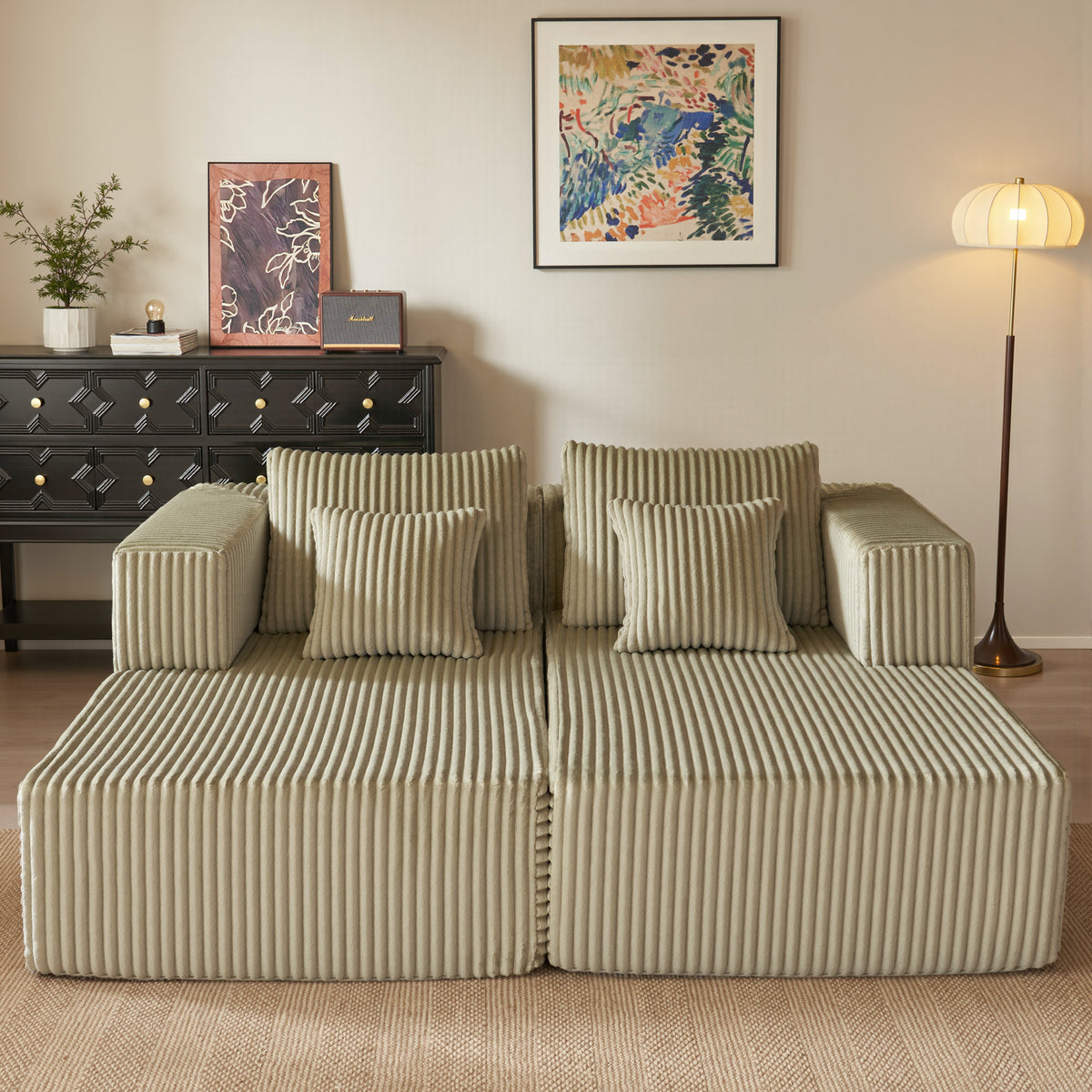 89.39-in Chenille Square Armrest Couch Sofa