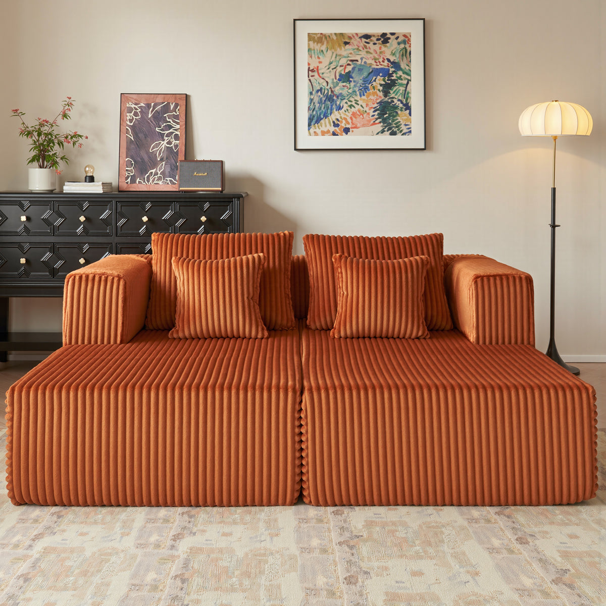 89.39-in Chenille Square Armrest Couch Sofa