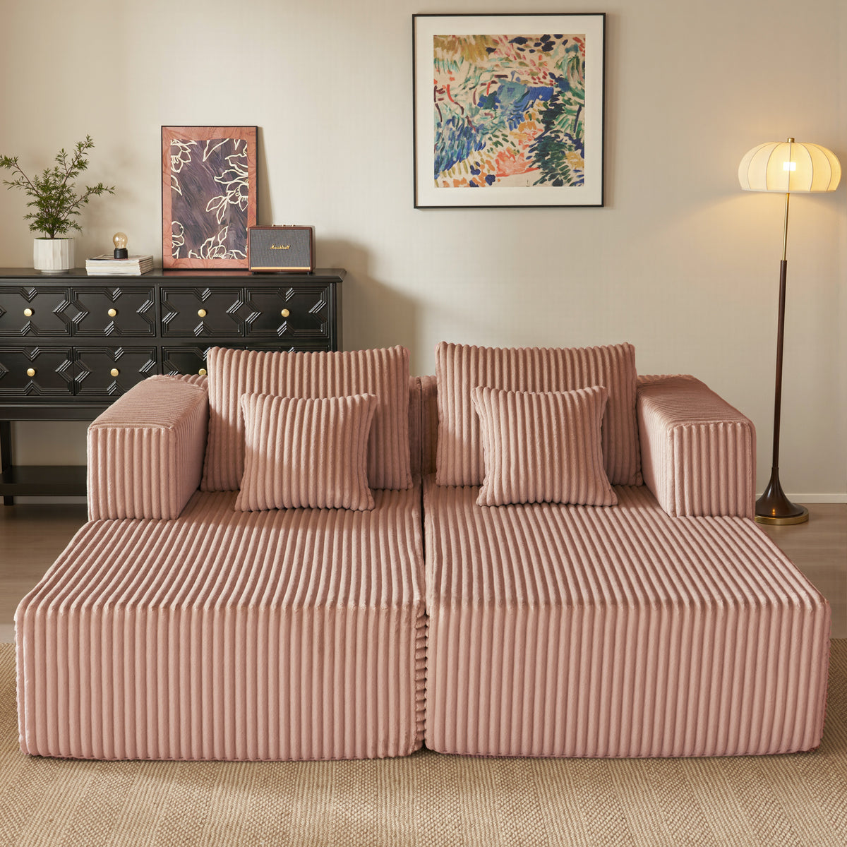 89.39-in Chenille Square Armrest Couch Sofa