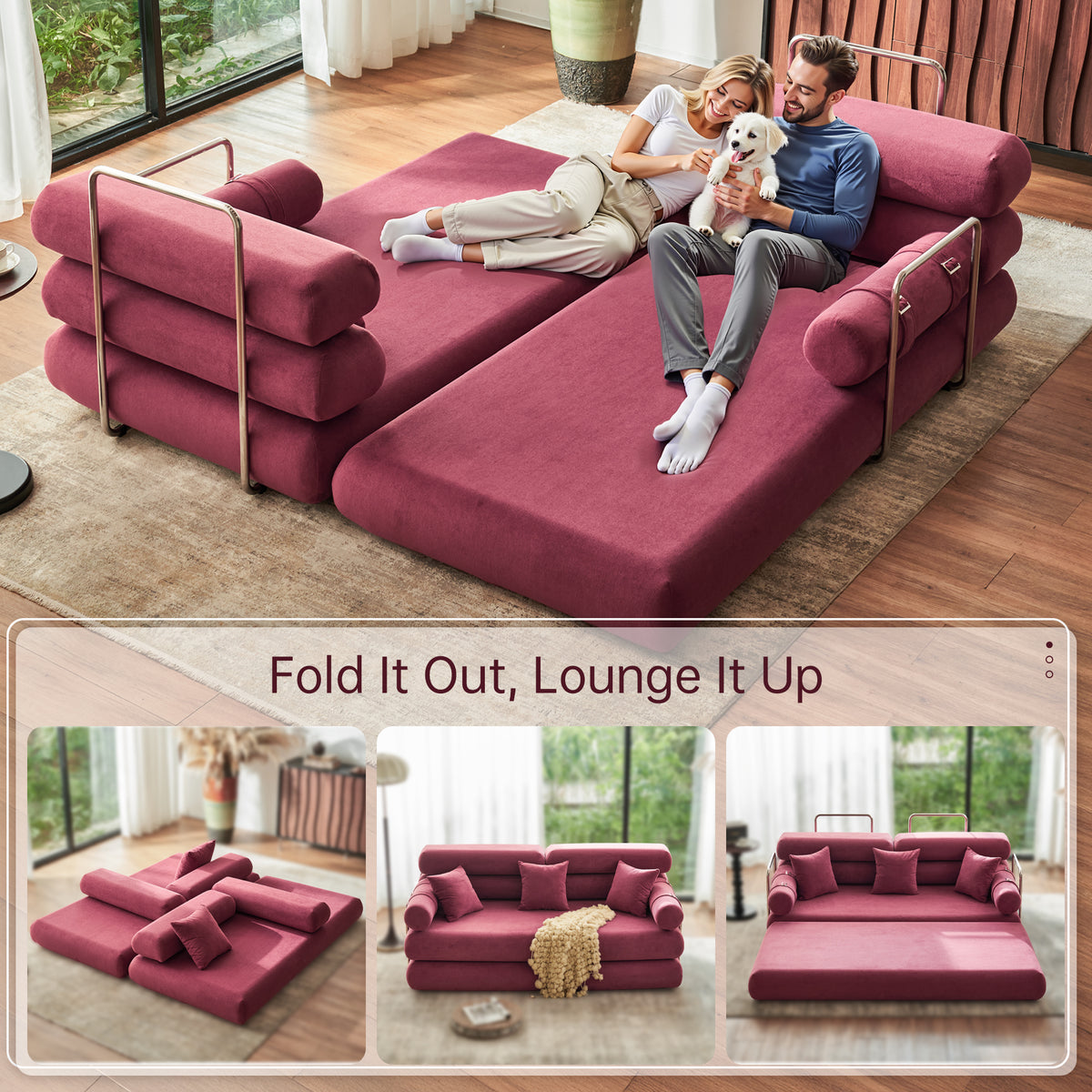 89.41-in Chenille Square Armrest Couch Sofa