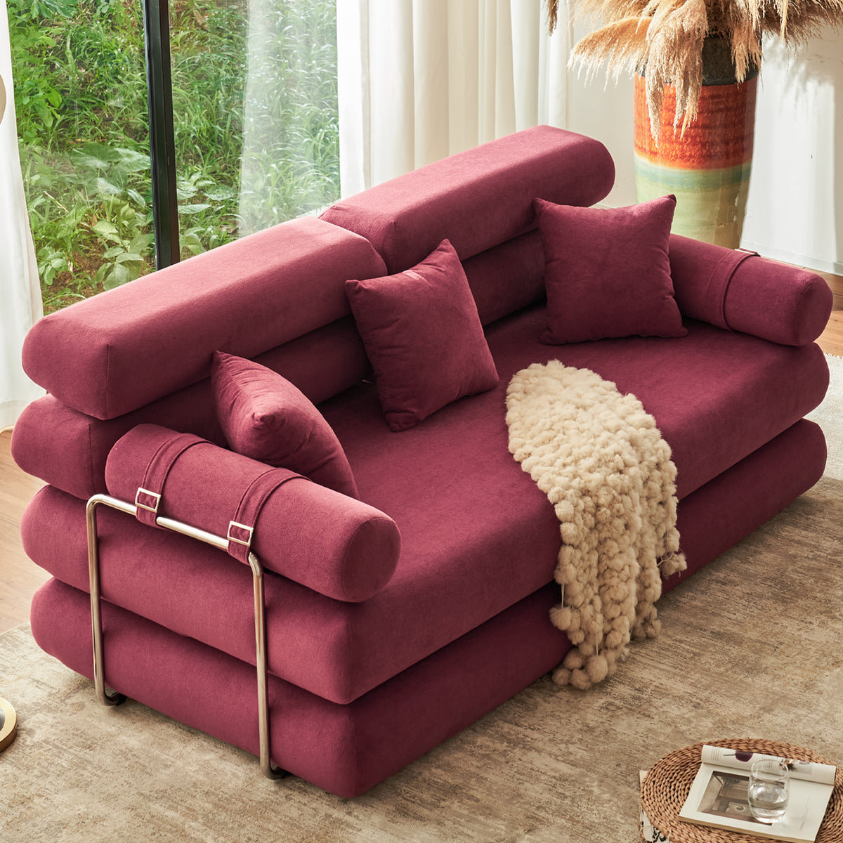 89.41-in Chenille Square Armrest Couch Sofa