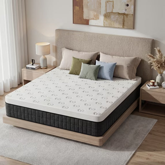 OCAMANY 10" King Hybrid Mattress, Memory Foam with Pocket Coils, Medium Firm, Mattress in a Box Medium Plush Feel with Motion Isolating, Pressure Relief