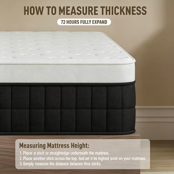OCAMANY 10" King Hybrid Mattress, Memory Foam with Pocket Coils, Medium Firm, Mattress in a Box Medium Plush Feel with Motion Isolating, Pressure Relief