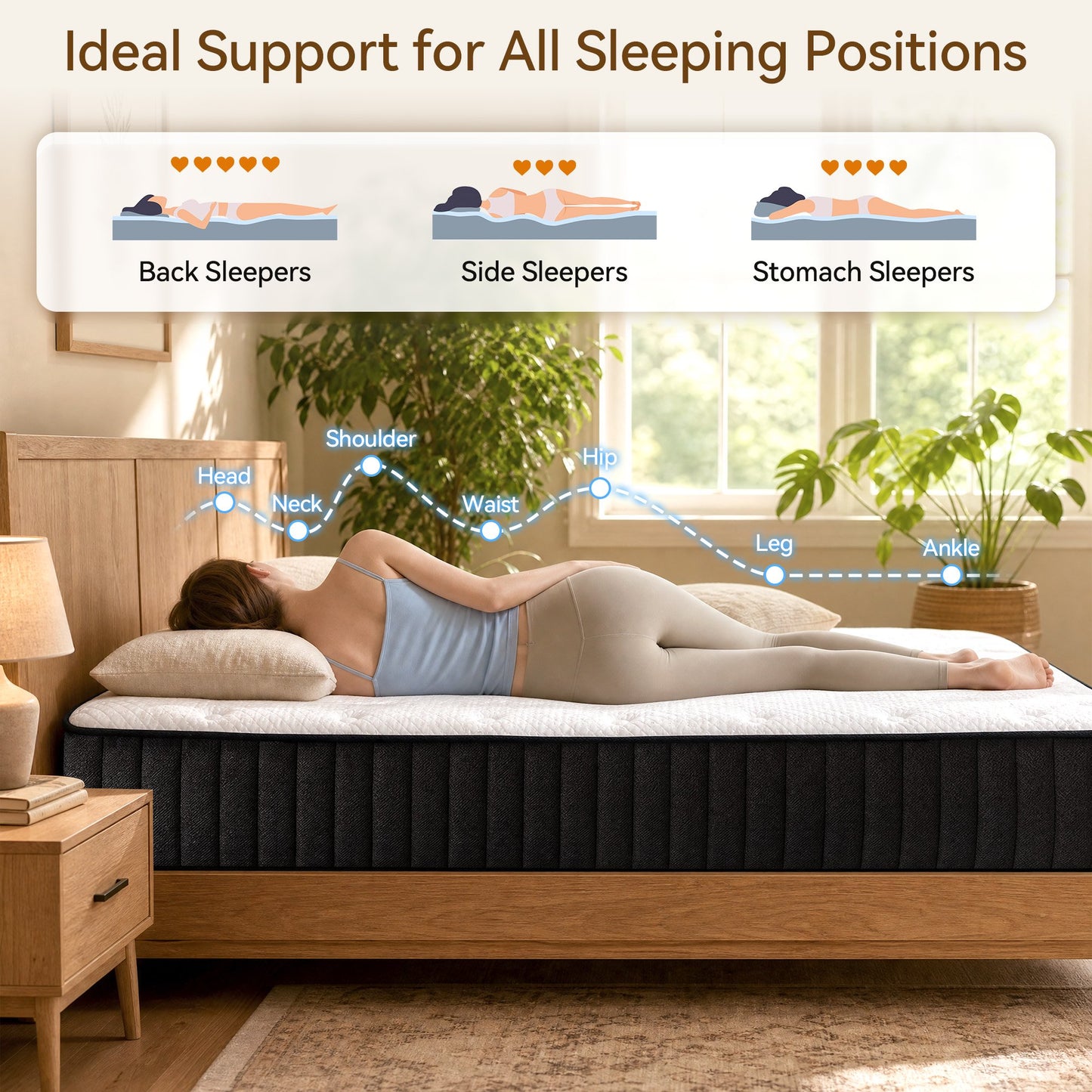 OCAMANY 10 inch Full Hybrid Mattress, Medium Firm Memory Foam with Pocket Springs, Mattress in a Box