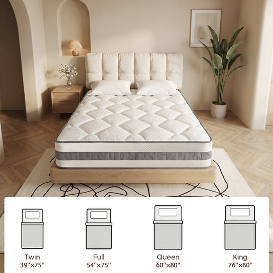OCAMANY 10 inch King Hybrid Mattress in a Box, Medium Firm Memory Foam & Pocket Spring Mattress, Motion Isolation, Edge Support