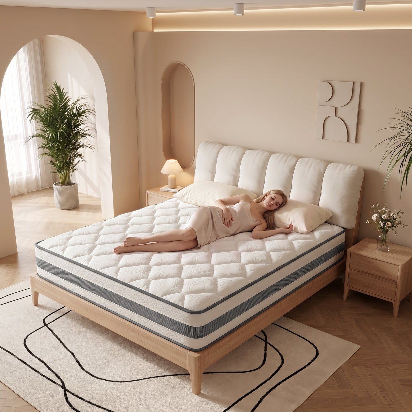 OCAMANY 10 inch Twin Hybrid Mattress in a Box, Medium Firm Memory Foam & Pocket Spring Mattress, Motion Isolation, Edge Support