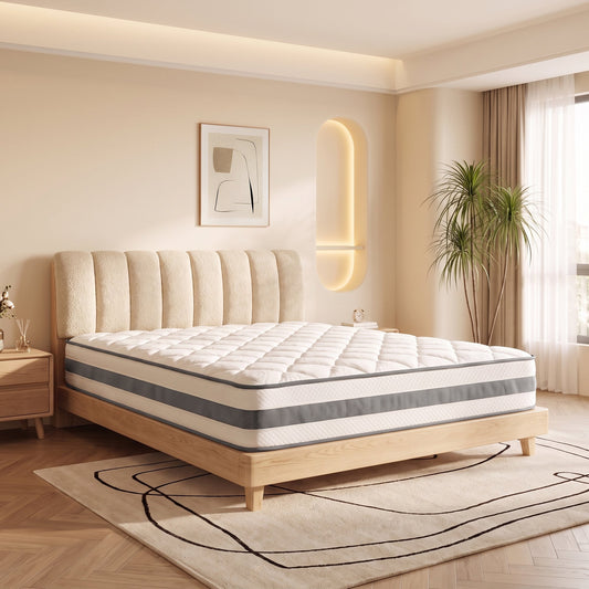OCAMANY 10 inch Full Hybrid Mattress in a Box, Medium Firm Memory Foam & Pocket Spring Mattress, Motion Isolation, Edge Support