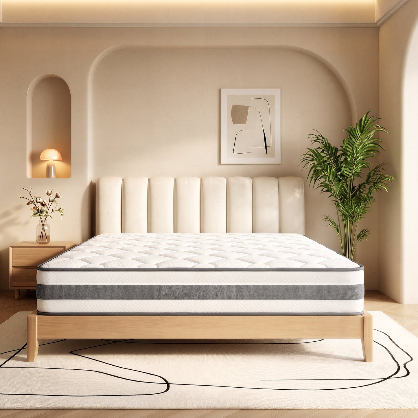 OCAMANY 10 inch Full Hybrid Mattress in a Box, Medium Firm Memory Foam & Pocket Spring Mattress, Motion Isolation, Edge Support