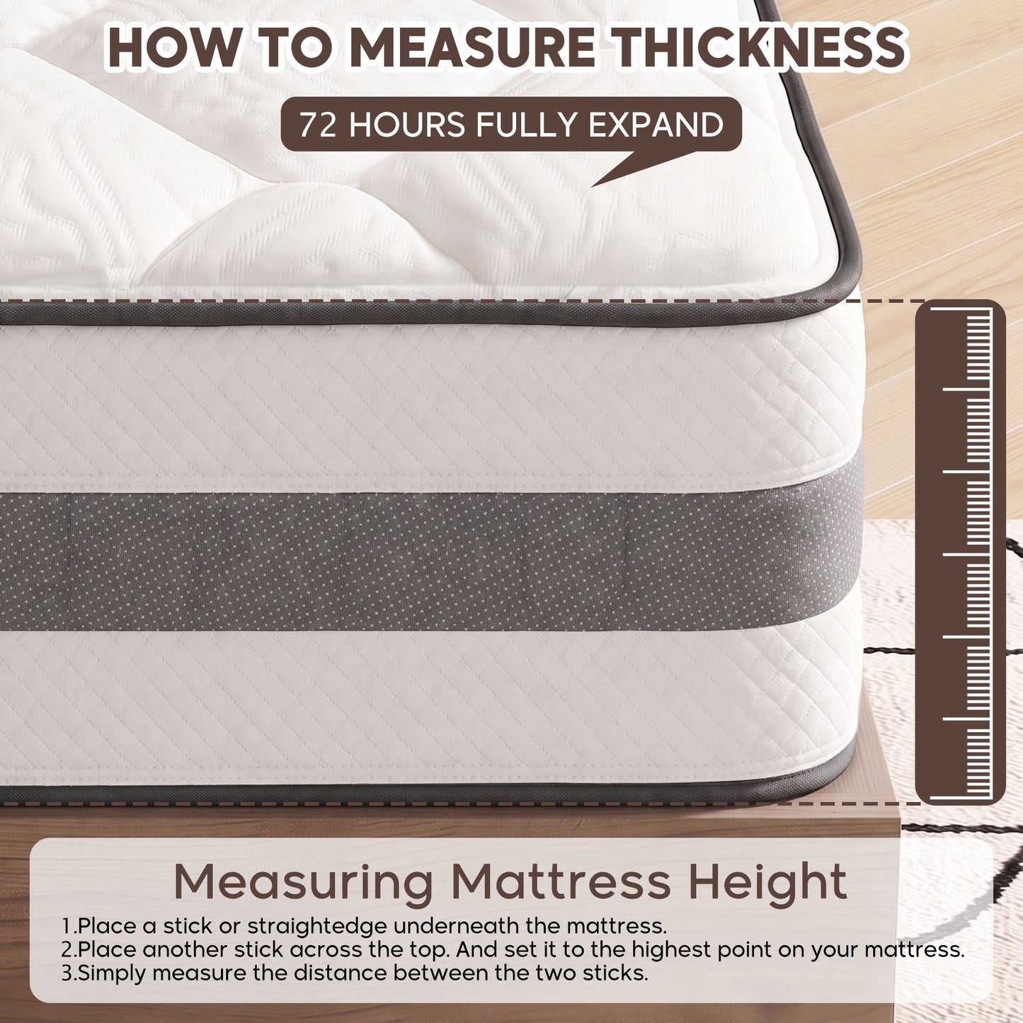 OCAMANY 10 inch Full Hybrid Mattress in a Box, Medium Firm Memory Foam & Pocket Spring Mattress, Motion Isolation, Edge Support