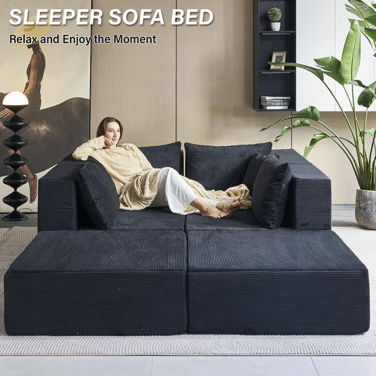 140-in Oversized Modular Sectional Sofa 6-Piece Convertible U Shaped Sleeper Sofa With High Density Memory Foam 6 Seater Free Combination Compression For Living Room
