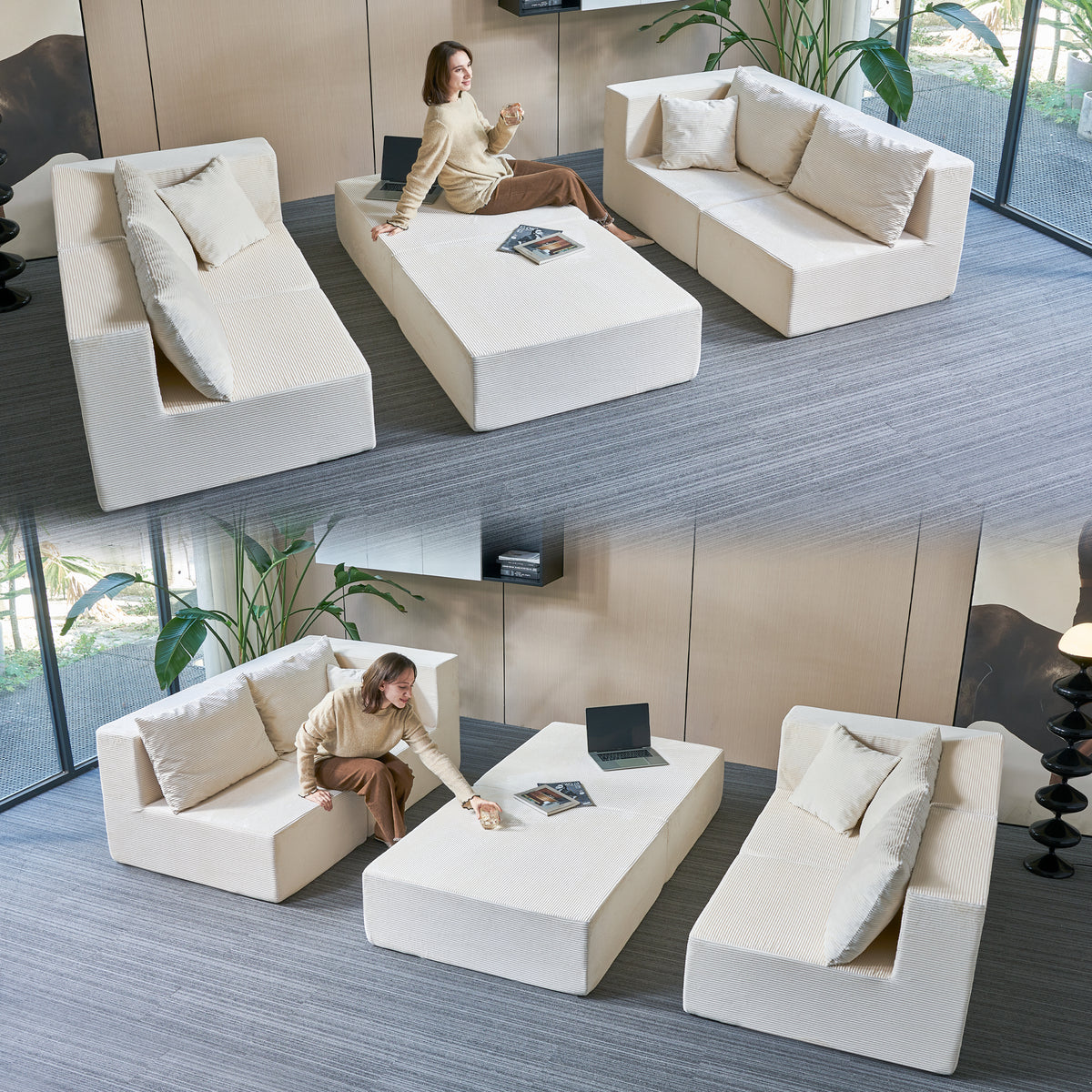 140-in Oversized Modular Sectional Sofa 6-Piece Convertible U Shaped Sleeper Sofa With High Density Memory Foam 6 Seater Free Combination Compression For Living Room