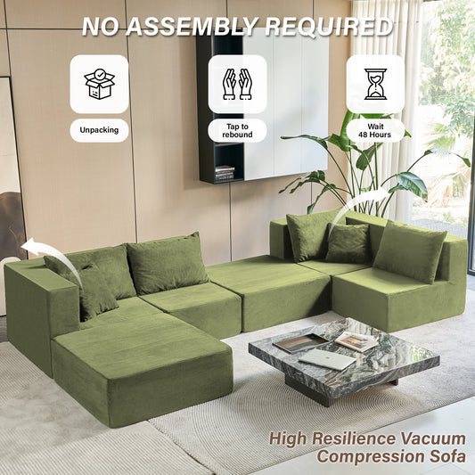 140-in Oversized Modular Sectional Sofa 6-Piece Convertible U Shaped Sleeper Sofa With High Density Memory Foam 6 Seater Free Combination Compression For Living Room