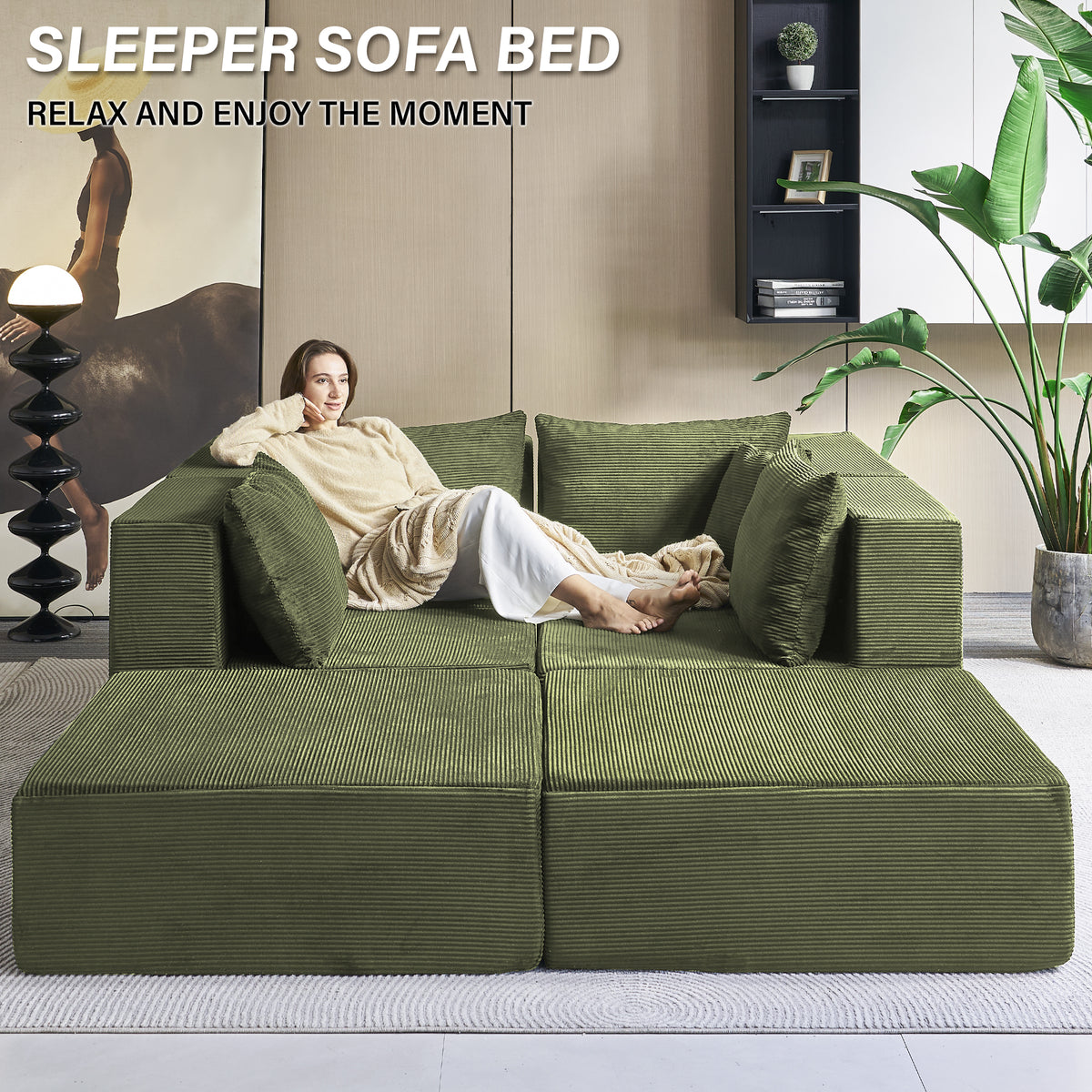 140-in Oversized Modular Sectional Sofa 6-Piece Convertible U Shaped Sleeper Sofa With High Density Memory Foam 6 Seater Free Combination Compression For Living Room
