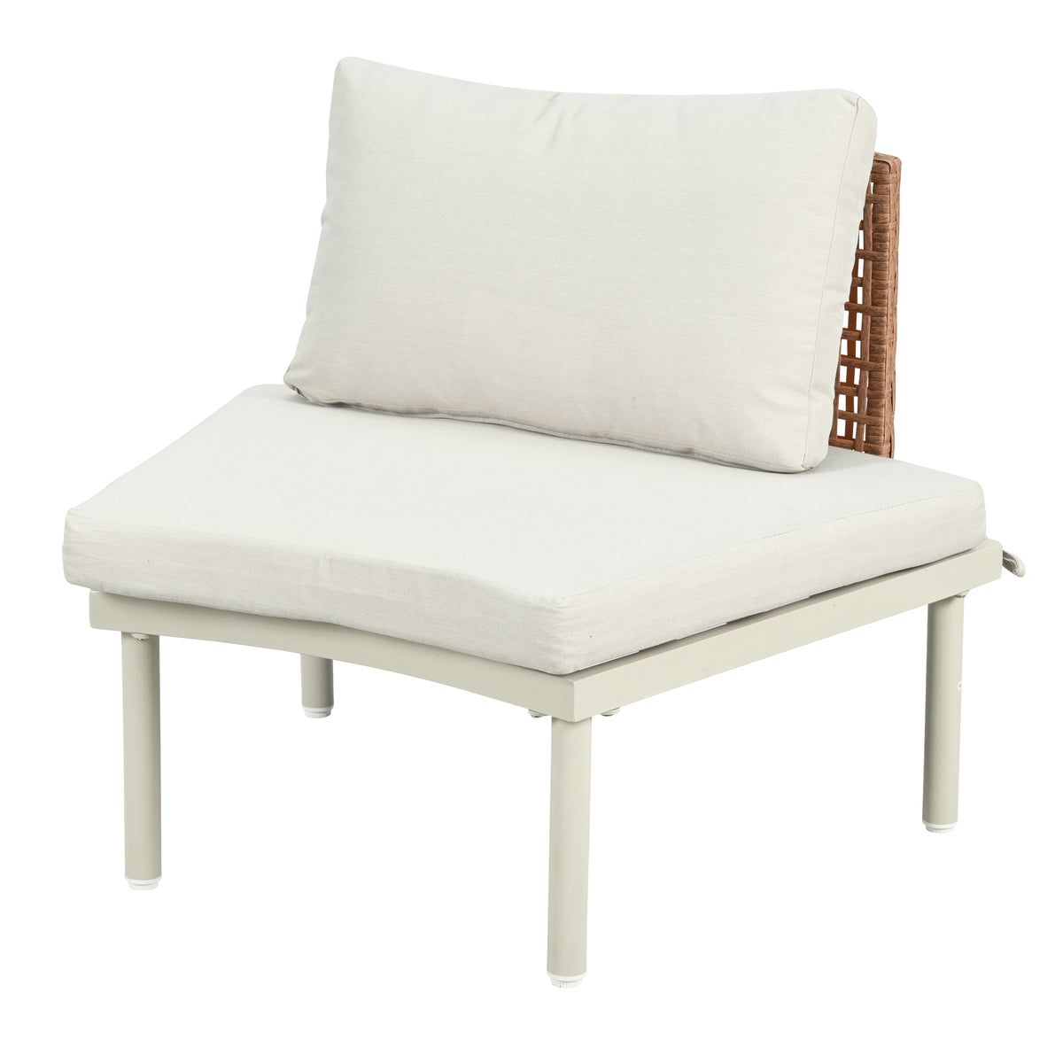 Outdoor sofa set Woven Outdoor Loveseat with Beige Cushions and Steel Frame